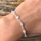 Dainty Rose Quartz Sterling Silver Bracelet