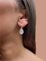 Rose Quartz Oval Dot Silver Earrings