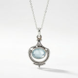 Aquamarine Vintage Inspired Boho Silver Necklace
