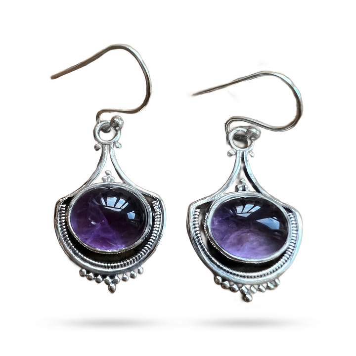 Amethyst Vintage Inspired Sterling Silver Drop Earrings