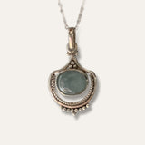 Aquamarine Vintage Inspired Boho Silver Necklace