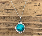 Dainty Round Turquoise Pendant Necklace