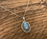 Labradorite Oval Dot Silver Necklace