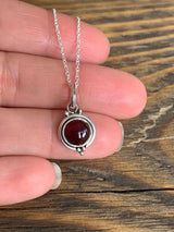 Dainty Round Garnet Pendant Necklace
