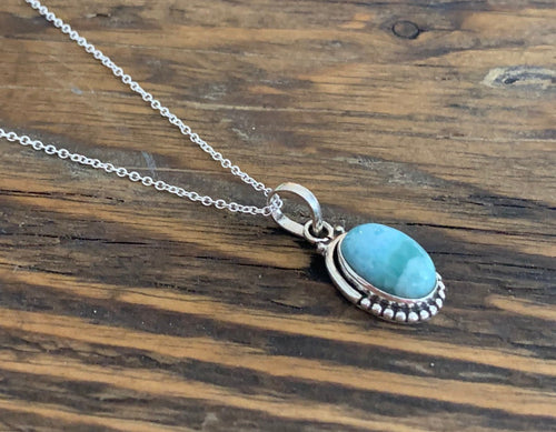Larimar Oval Dot Silver Necklace