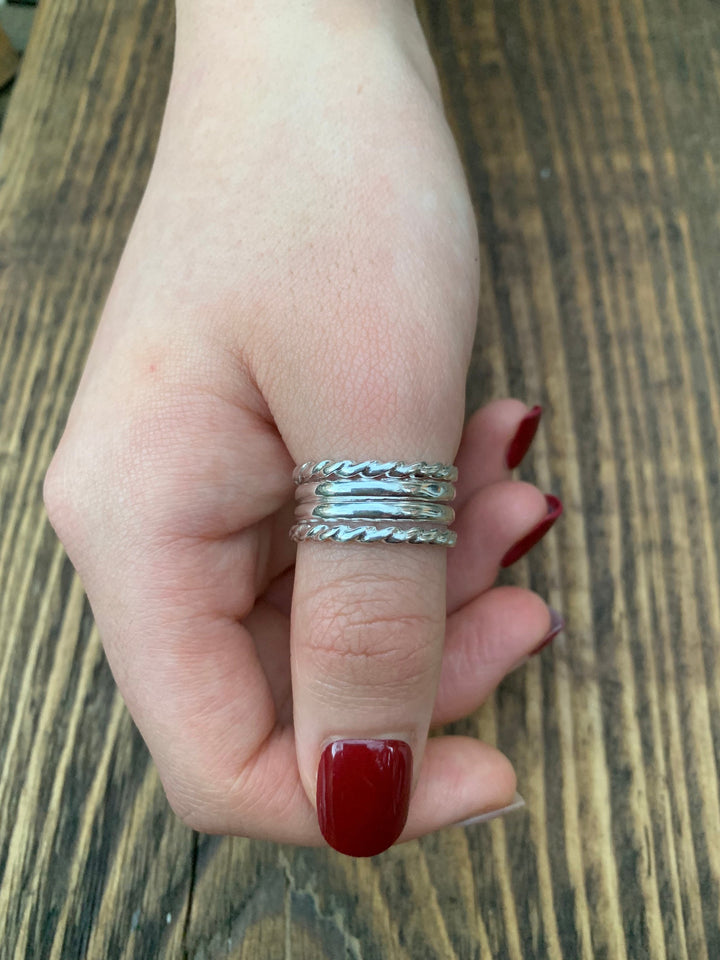 Silver Layered Band Ring