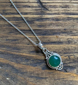 Green Onyx Vintage Scroll Pendant Necklace