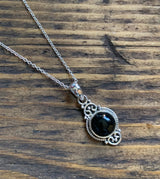 Black Onyx Vintage Scroll Pendant Necklace