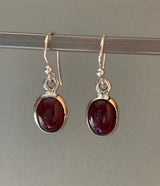 Classic Garnet Oval Sterling Silver Earrings