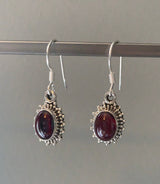Garnet Sunburst Oval Earrings
