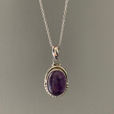 Amethyst Oval Dot Silver Necklace