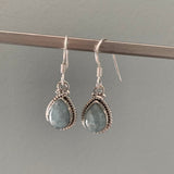 Silver Aquamarine Teardrop Earrings
