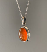 Classic Carnelian Oval Sterling Silver Necklace
