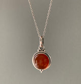 Dainty Round Carnelian Pendant Necklace