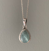 Aquamarine Teardrop Silver Necklace Pendant