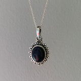 Black Onyx Sunburst Oval Necklace