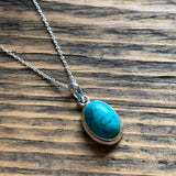 Classic Turquoise Oval Sterling Silver Necklace