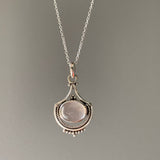 Rose Quartz Vintage Inspired Boho Silver Necklace