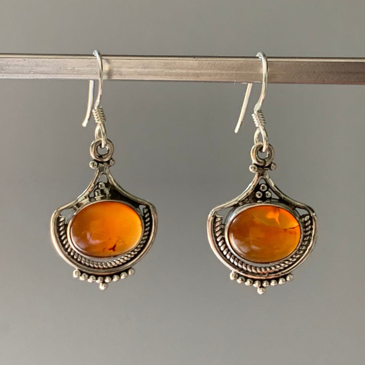 Carnelian Vintage Inspired Sterling Silver Drop Earrings