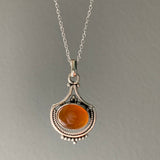 Carnelian Vintage Inspired Boho Silver Necklace