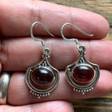 Garnet Vintage Inspired Sterling Silver Drop Earrings