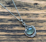 Prehnite Vintage Inspired Boho Silver Necklace