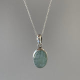Classic Aquamarine Oval Sterling Silver Necklace