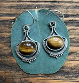 Tiger Eye Vintage Inspired Sterling Silver Drop Earrings