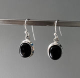 Classic Black Onyx Oval Sterling Silver Earrings