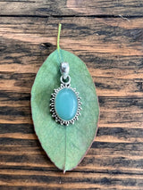 Aqua Chalcedony Sunburst Oval Necklace