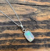 Dainty Rectangular Opal Necklace