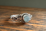 Dainty Intricate Boho Aquamarine Sterling Silver Ring