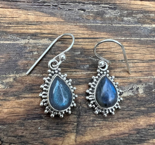 Labradorite Sunburst Teardrop Earrings