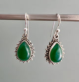 Green Onyx Sunburst Teardrop Earrings