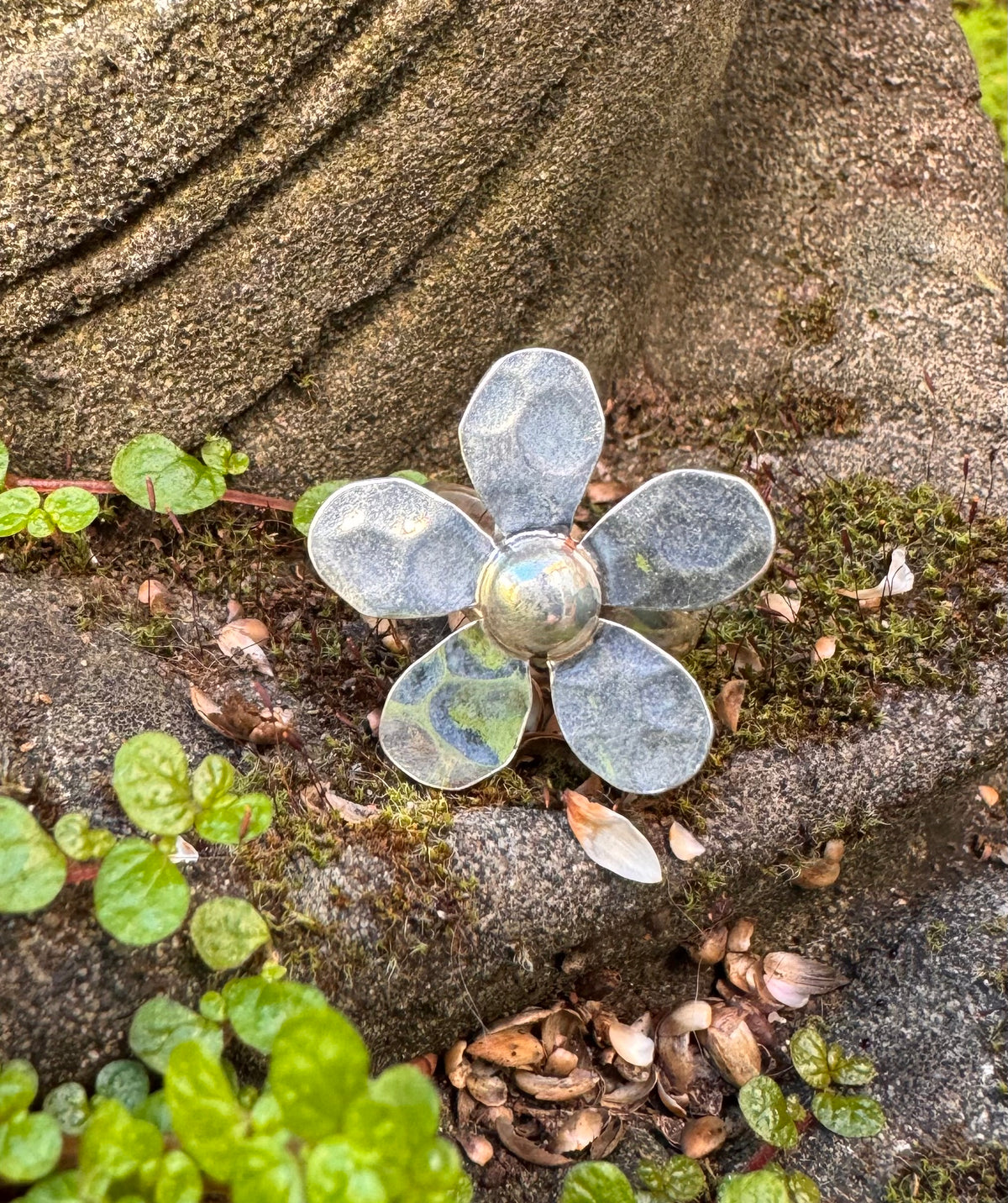 Statement Daisy Sterling Silver Ring- Adjustable