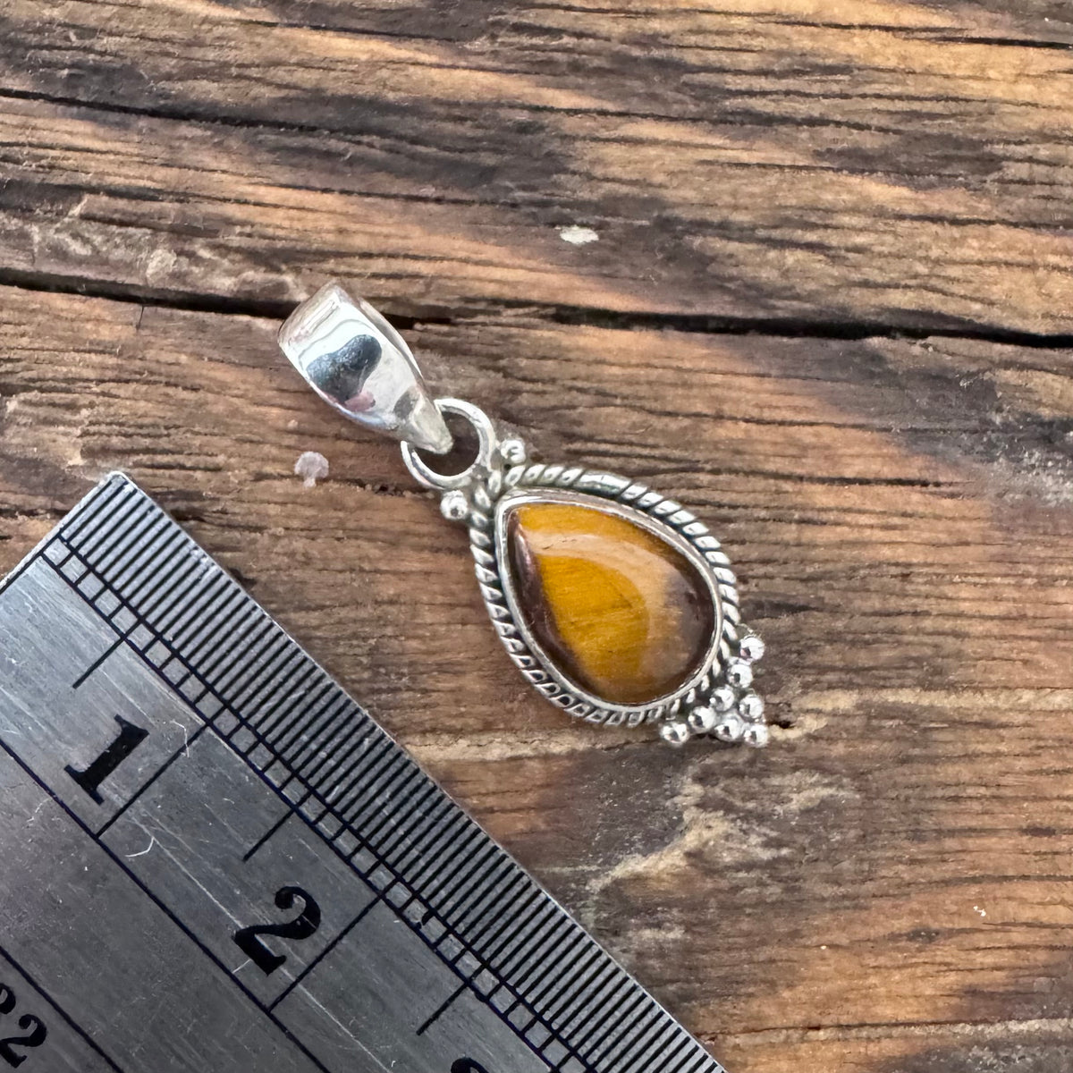 Dainty Boho Tiger Eye Teardrop Pendant Necklace