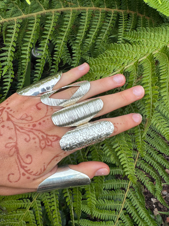 Full Finger Sterling Silver Statement Ring - Adjustable- Choose Your Finish