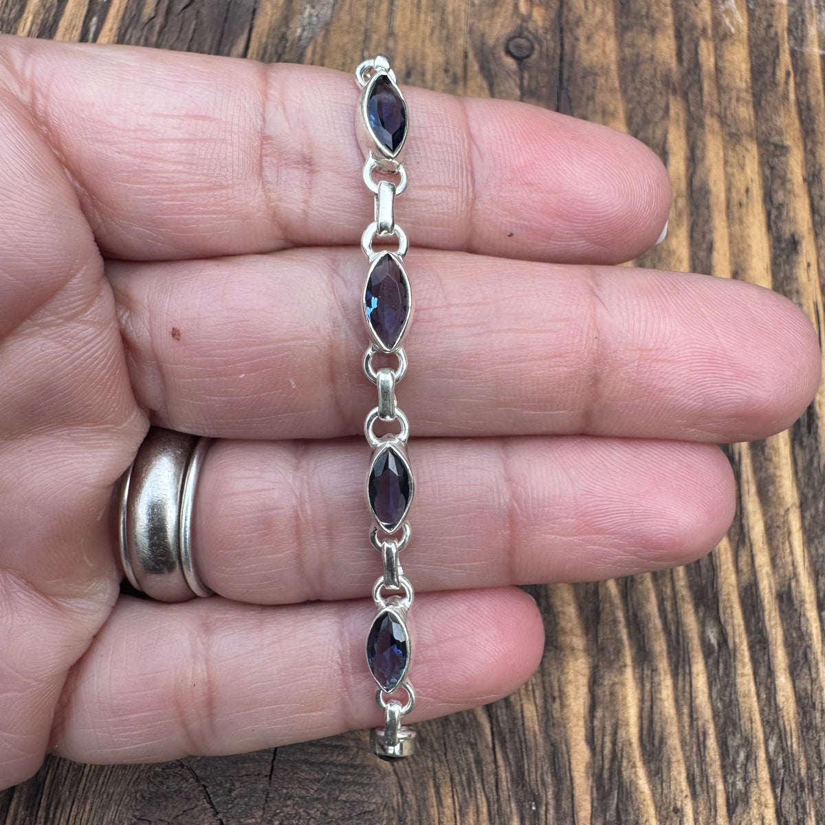 Faceted Iolite Sterling Silver Bracelet