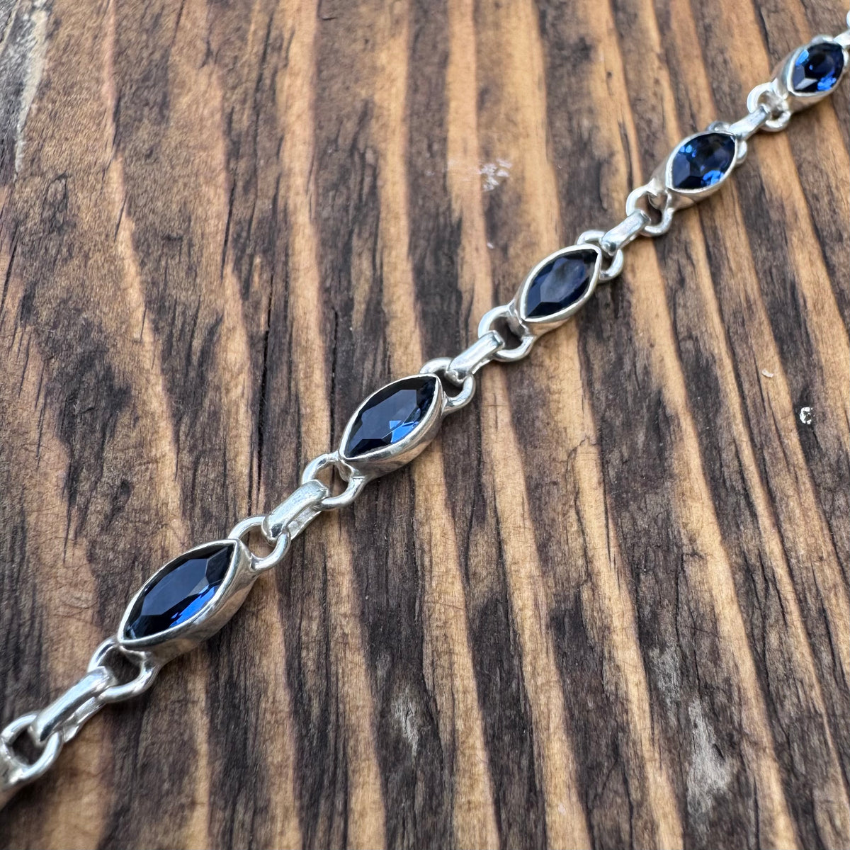 Faceted Iolite Sterling Silver Bracelet