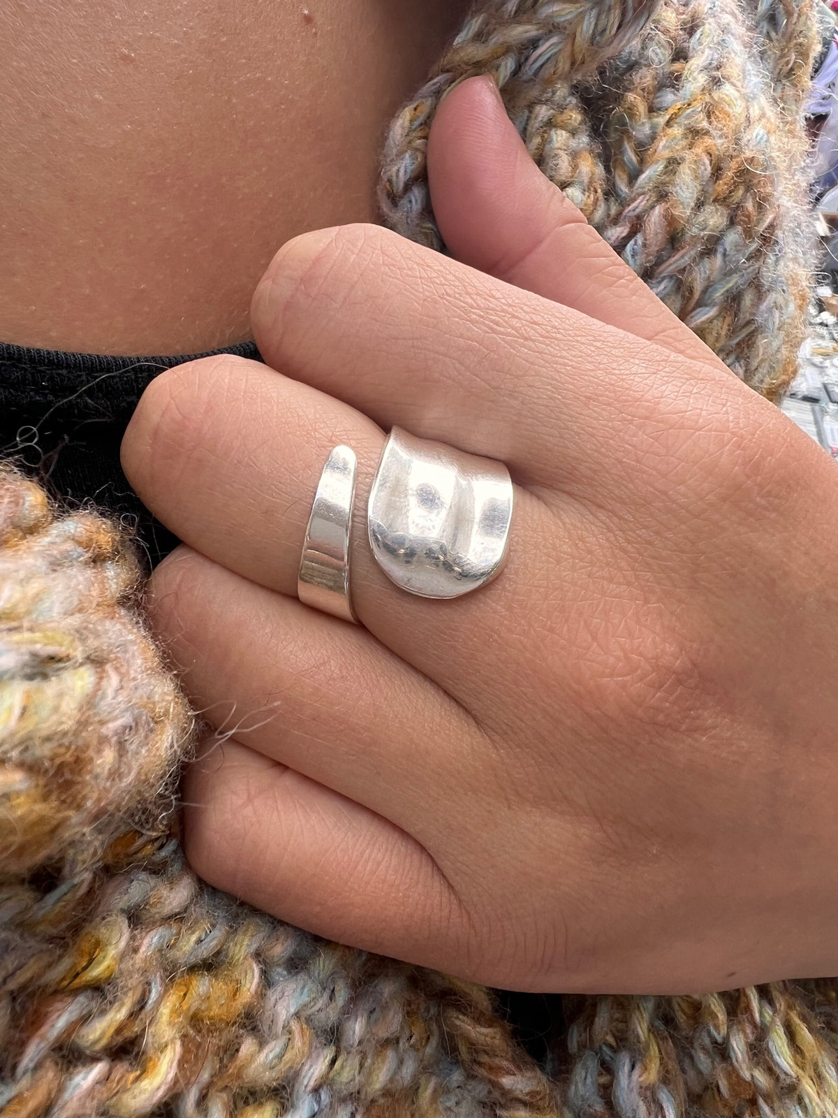 Sterling Silver Statement Wide Wrap Ring