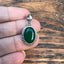 Green Onyx Oval Dot Silver Necklace