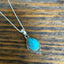 Dainty Boho Turquoise Teardrop Silver Pendant  Necklace