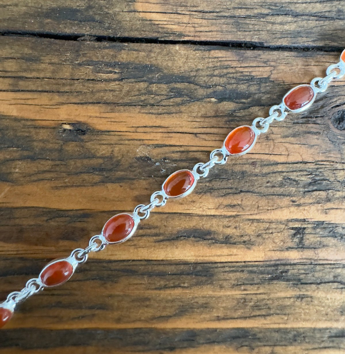 Dainty Carnelian Sterling Silver Bracelet