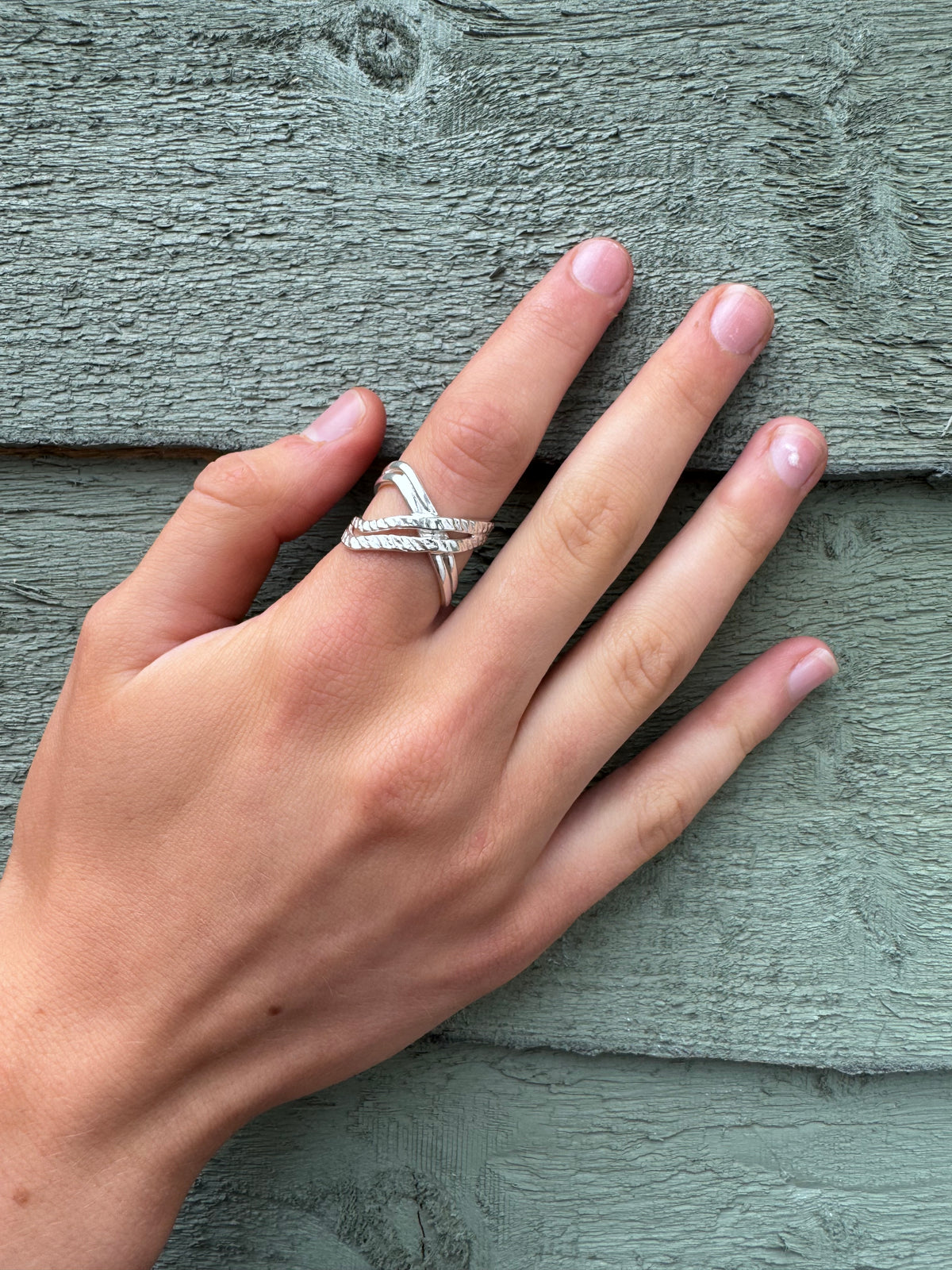 Sterling Silver Crossover Wrap Ring-Adjustable