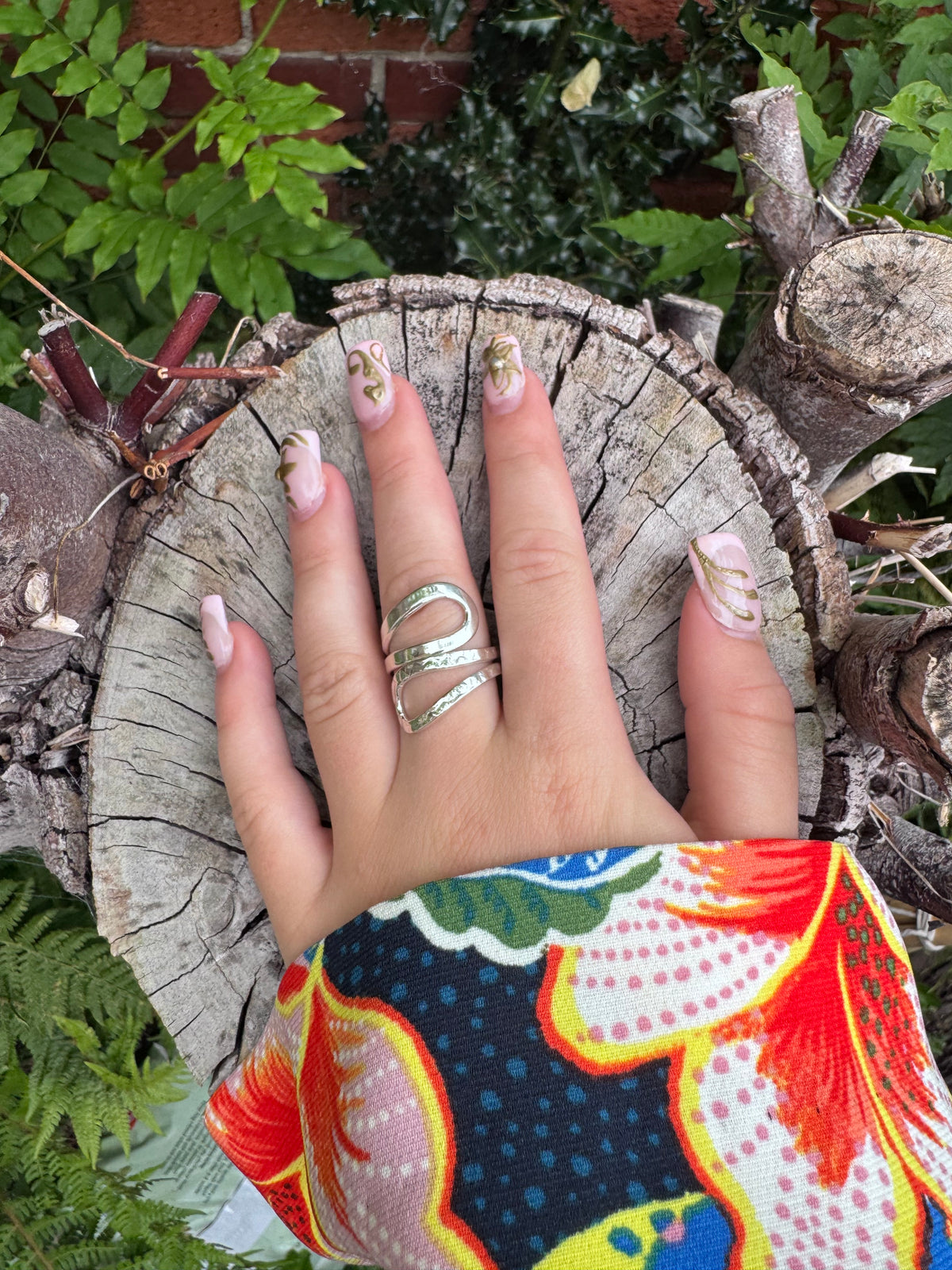 Silver Wave Wrap Ring - Adjustable