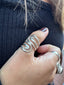 Sterling Silver Wrap Wave Ring-Adjustable Ring