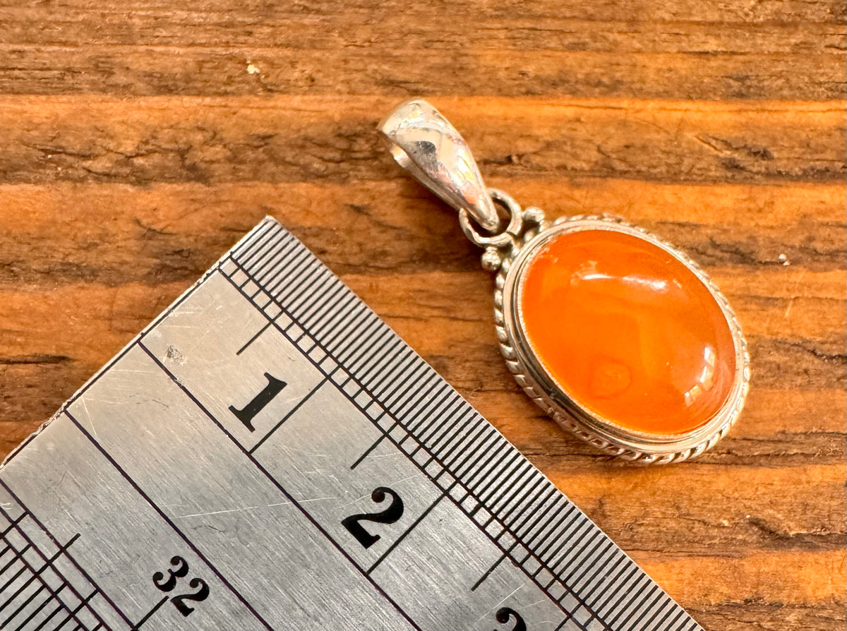 Carnelian Oval Bohemian Sterling Silver Necklace