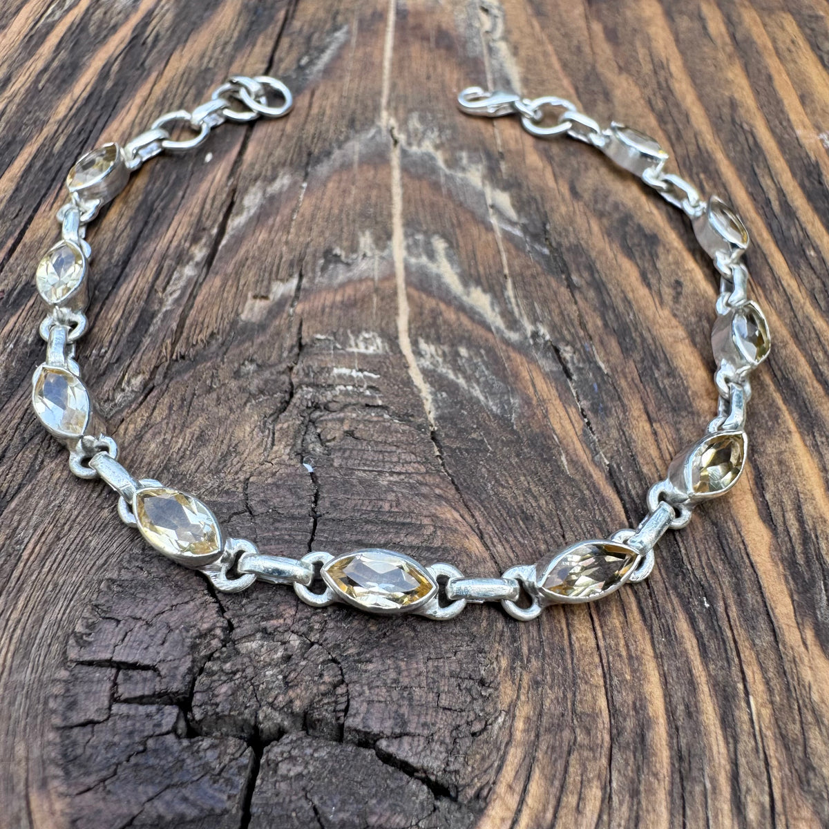 Faceted Citrine Sterling Silver Bracelet