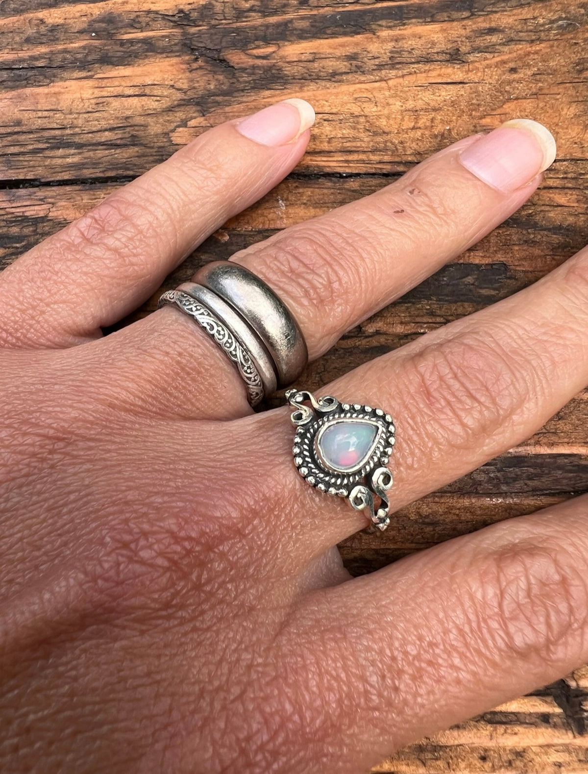Ethiopian Opal Ornate Oval Ring