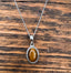 Tiger Eye Oval Dot Silver Necklace